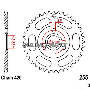 Rear Sprocket 28Tooth Pitch 420Inner Diameter 29.2 Bolt Spacing 54