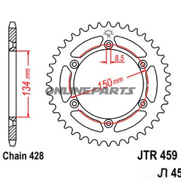Rear Sprocket 52 Tooth Pitch 428Inner Diameter 134 Bolt Spacing 150
