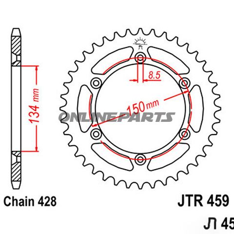 Rear Sprocket 52 Tooth Pitch 428Inner Diameter 134 Bolt Spacing 150
