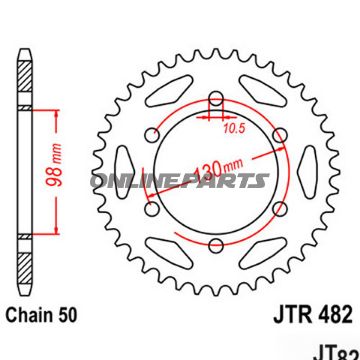 Rear Sprocket 47Tooth Pitch 530Inner Diameter 098 Bolt Spacing 130