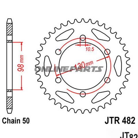 Rear Sprocket 47Tooth Pitch 530Inner Diameter 098 Bolt Spacing 130