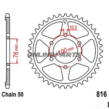 Rear Sprocket 40 Tooth Pitch 530Inner Diameter 076 Bolt Spacing 100