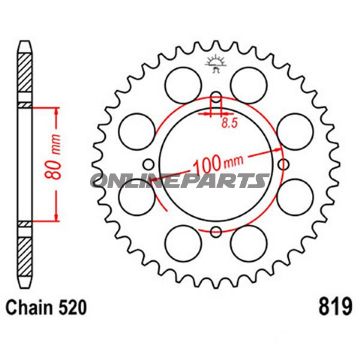 Rear Sprocket 39Tooth Pitch 520Inner Diameter 080 Bolt Spacing 100