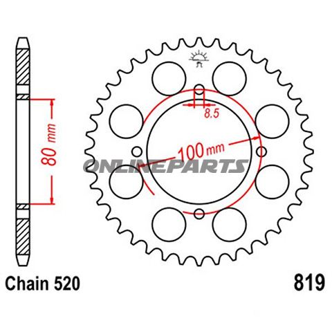 Rear Sprocket 39Tooth Pitch 520Inner Diameter 080 Bolt Spacing 100