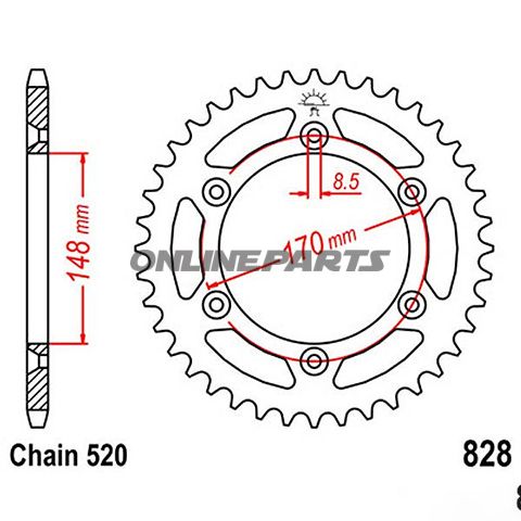 Rear Sprocket 50Tooth Pitch 520Inner Diameter 148 Bolt Spacing 170