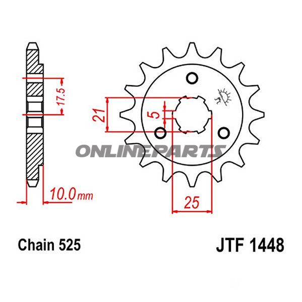 Front Sprocket 13 Tooth Pitch 525Large Spline 5 Inner Diameter 21/25