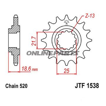 Front Sprocket 13T Pitch 520Narrow Spline 22/25