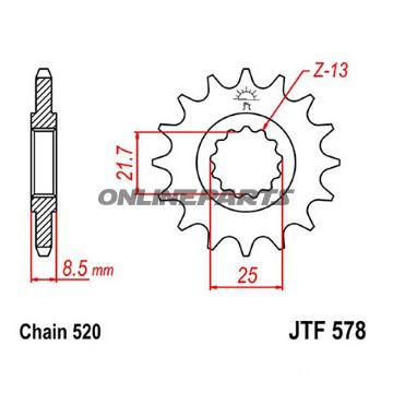 Front Sprocket 14T Pitch 520Narrow Spline 21.6/25