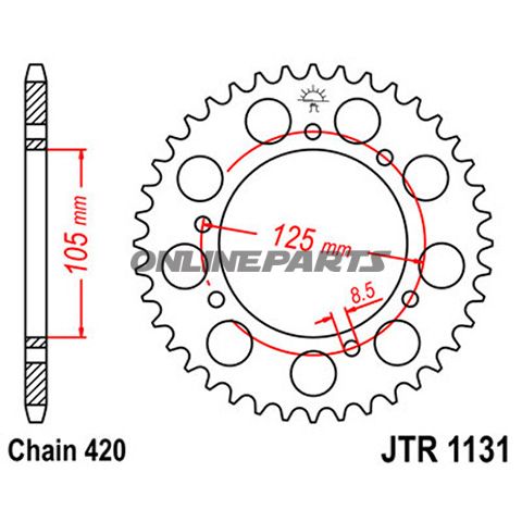 Rear Sprocket 62T 420 Pitchinner Dia 120 Bolt Spacing 125