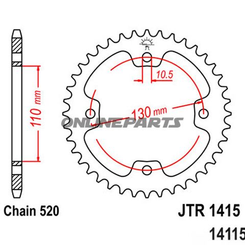 Rear Sprocket 36Tooth Pitch 520Inner Diameter 110 Bolt Spacing 130