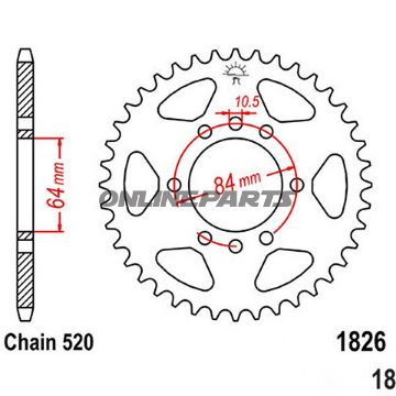 Rear Sprocket 36Tooth Pitch 520Inner Diameter 064 Bolt Spacing 084