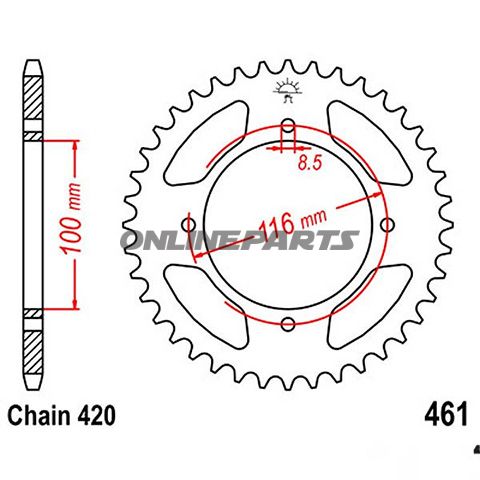Rear Sprocket 52Tooth Pitch 420Inner Diameter 100 Bolt Spacing 116