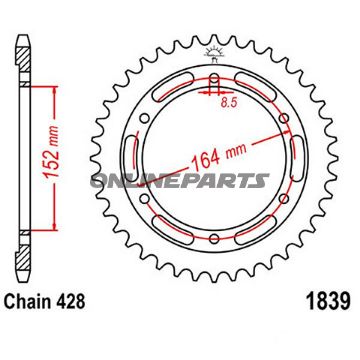 Rear Sprocket 56Tooth Pitch 428Inner Diameter 112 Bolt Spacing 138