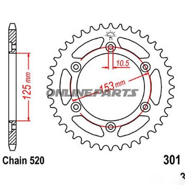 Rear Sprocket 39 Tooth Pitch 520 Silverinner Diameter 112 Bolt Spacing 138