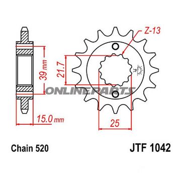 Front Sprocket 16T Pitch 520Narrow Spline 21.4/25