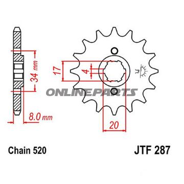 Front Sprocket 15T Pitch 520Large Spline 4Mm 17/20
