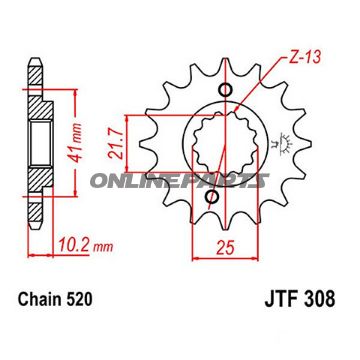 Front Sprocket 16T Pitch 520Narrow Spline 21.6/25