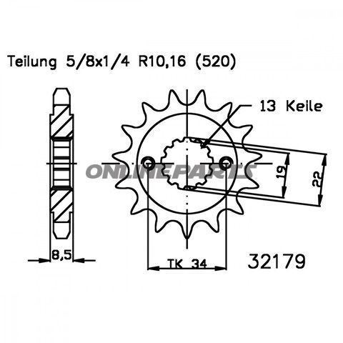 Front Sprocket 14T Pitch 520Narrow Spline 19/22