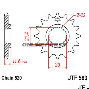 Front Sprocket 15 Tooth Pitch 520Narrow Spline Inner Diameter 21.4/23
