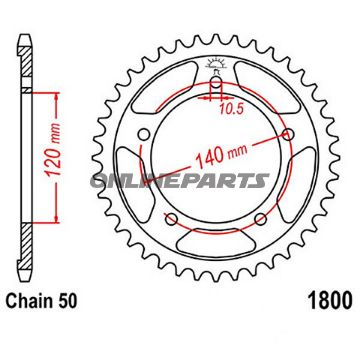 Rear Sprocket 47Tooth Pitch 530Inner Diameter 120 Bolt Spacing 140