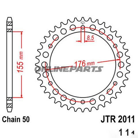 Rear Sprocket 46Tooth Pitch 530Inner Diameter 155 Bolt Spacing 176