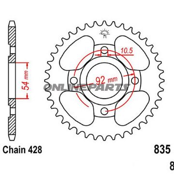 Rear Sprocket 50Tooth Pitch 428Inner Diameter 054 Bolt Spacing 092