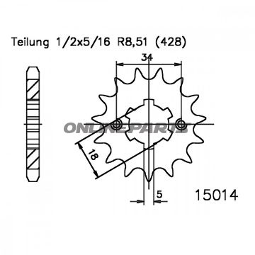 Front Sprocket 13T Pitch 428Large Spline 6Mm 18/20