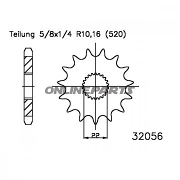 Front Sprocket 12Tooth Pitch 520Narrow Spline Inner Diameter 22/24