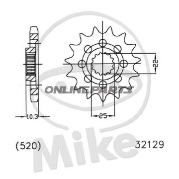 Front Sprocket Racing 13 Tooth Pitch 520Narrow Spline Inner Diameter 22/25