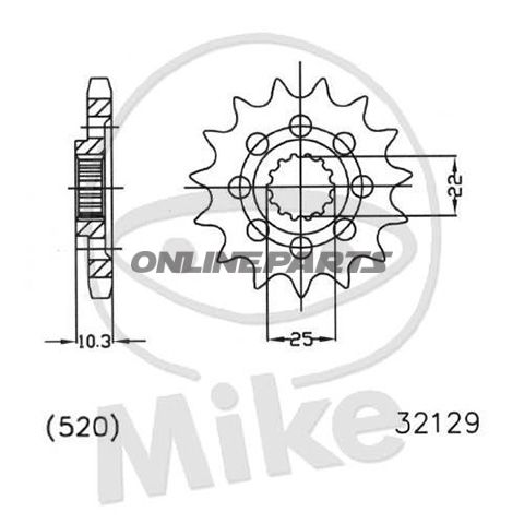 Front Sprocket Racing 13 Tooth Pitch 520Narrow Spline Inner Diameter 22/25