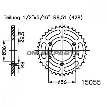Rear Sprocket 35 Tooth Pitch 428Inner Diameter 036 Bolt Spacing 056