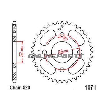Rear Sprocket 31Z Pitch 520Inner Diameter 052 Bolt Spacing 086