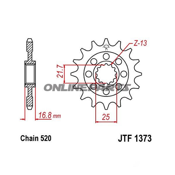 Front Sprocket 17T 520 Pitch Racingnarrow Spline Inner Dia 21.7/25