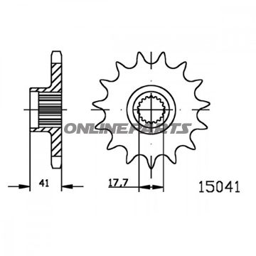 Front Sprocket 15T 428 Pitchnarrow Spline Inner Dia 17.7/20
