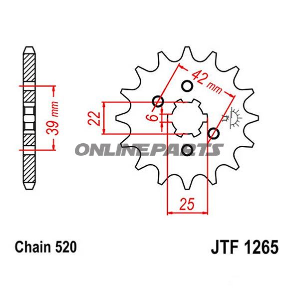 Front Sprocket 17Tooth Pitch 520Large Spline 6 Inner Diameter 22/25