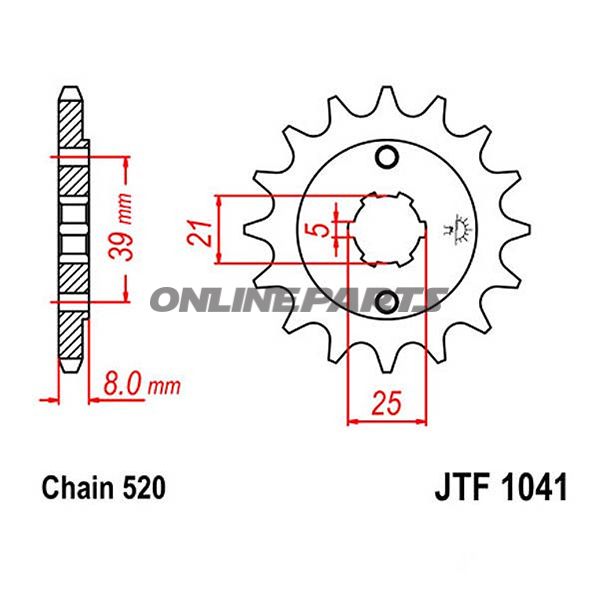 Front Sprocket 15Tooth Pitch 520Large Spline 5 Inner Diameter 21/25