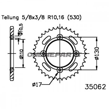 Rear Sprocket 38 Tooth Pitch 530Inner Diameter 110 Bolt Spacing 130