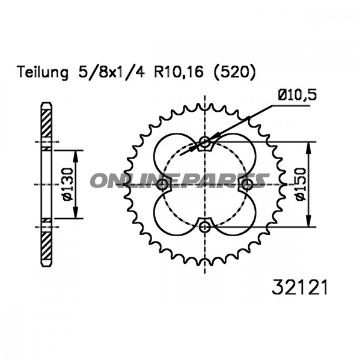 Rear Sprocket 40 Tooth Pitch 520Inner Diameter 130 Bolt Spacing 150