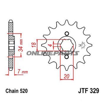 Front Sprocket 16Tooth Pitch 520Large Spline 4 Inner Diameter 18/20