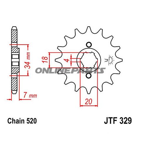 Front Sprocket 16Tooth Pitch 520Large Spline 4 Inner Diameter 18/20