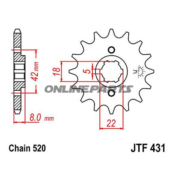 Front Sprocket 12Tooth Pitch 520Narrow Spline Inner Diameter 18/22