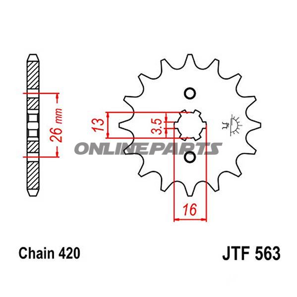 Front Sprocket 17 Tooth Pitch 420Large Spline 3.5 Inner Diameter 13/16