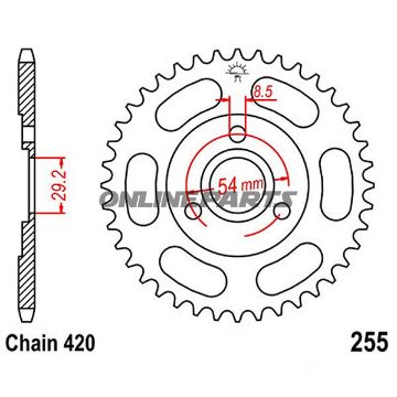 Rear Sprocket 26 Tooth Pitch 420 Blackinner Diameter 29.2 Bolt Spacing 54