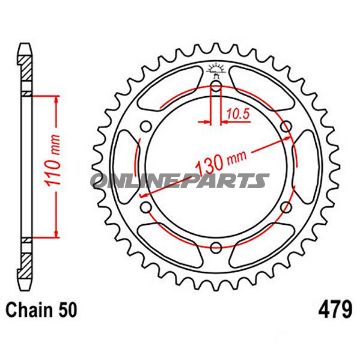 Rear Sprocket 41 Tooth Pitch 530 Silverinner Diameter 110 Bolt Spacing 130