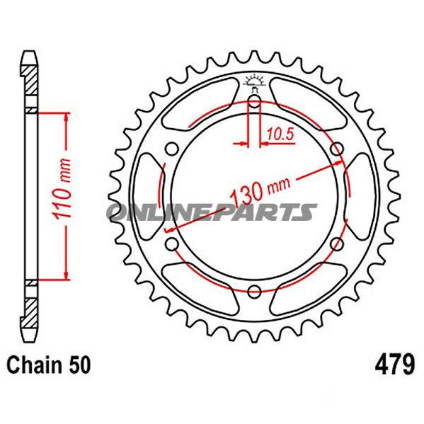 Rear Sprocket 41 Tooth Pitch 530 Silverinner Diameter 110 Bolt Spacing 130