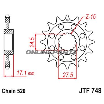 Front Sprocket Racing 15T 520 Pitchfine Spline Inner Dia 25/28