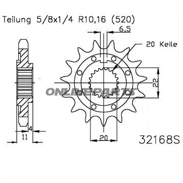 Front Sprocket 13Tooth Pitch 520Narrow Spline Inner Diameter 20/22