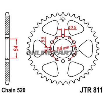 Rear Sprocket 39Tooth Pitch 520Inner Diameter 064 Bolt Spacing 084