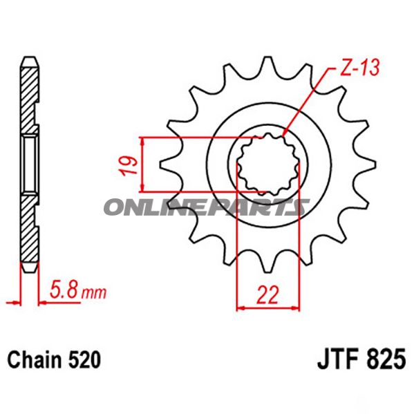 Front Sprocket 13 Tooth Pitch 520Narrow Spline Inner Diameter 19/22