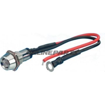 Dash Led Indicator Light Redwith Reflector & Chrome Housing